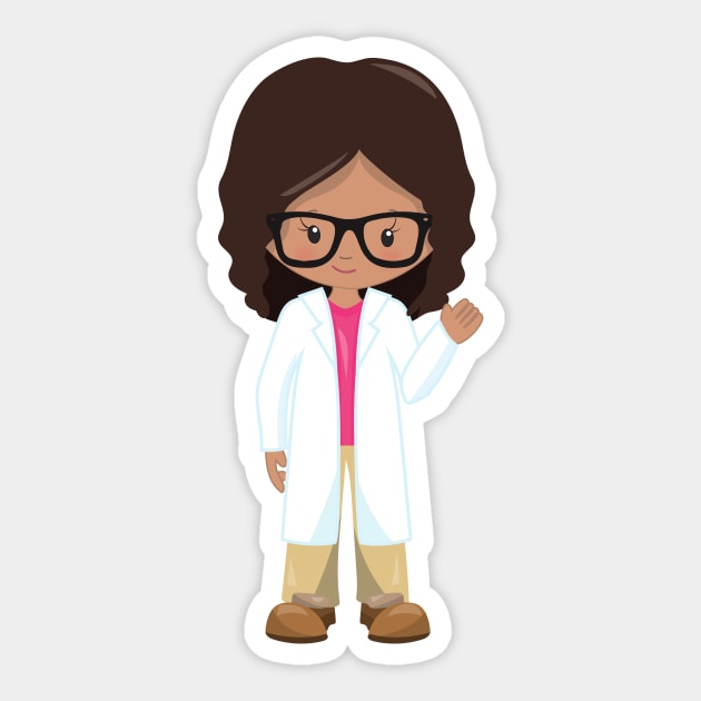 Science Girl, Latina Girl, Cute Girl, Scientist Sticker by Jelena Dunčević